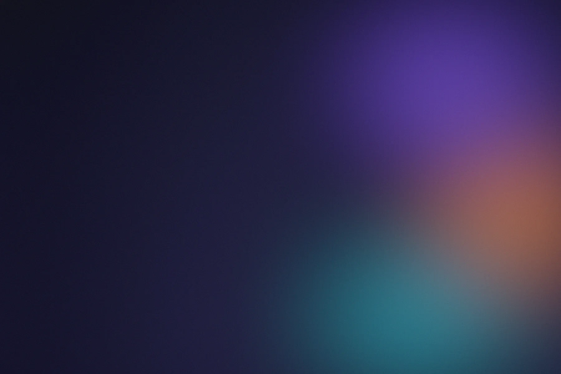 Dark indigo field with three soft lights in violet, coral, and cyan — one per platform